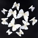 3D butterflies with magnet, house or event decorations, set of 12 pieces, white color, A33